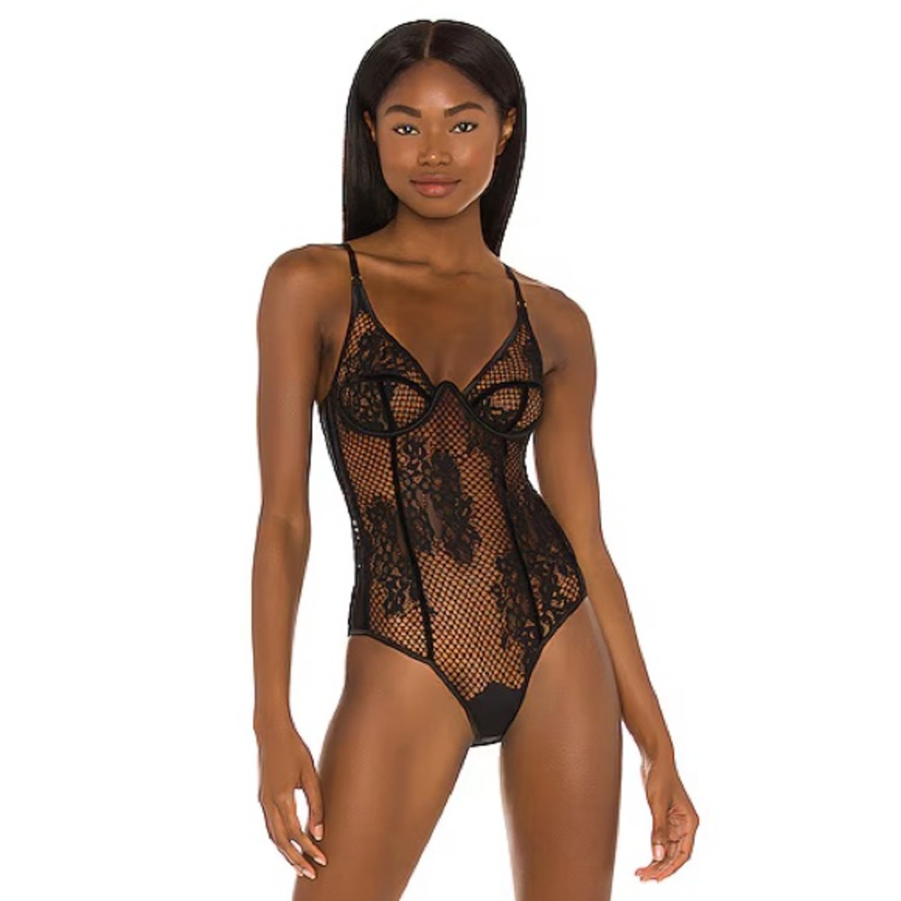 NWOT GOD SAVE QUEENS Valentina Black Lace Playsuit